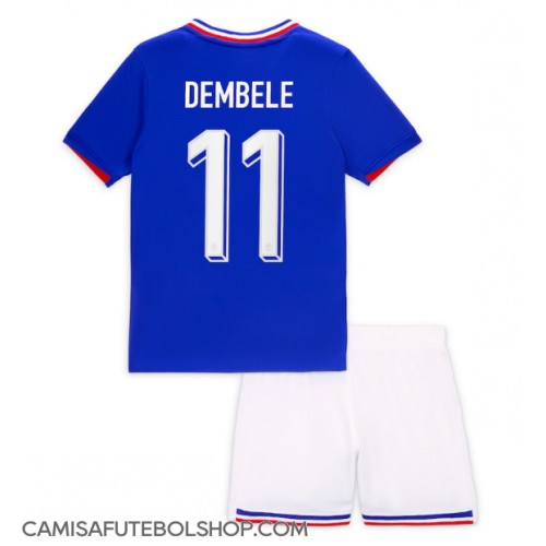 Camisa de time de futebol França Ousmane Dembele #11 Replicas 1º Equipamento Infantil Europeu 2024 Manga Curta (+ Calças curtas)